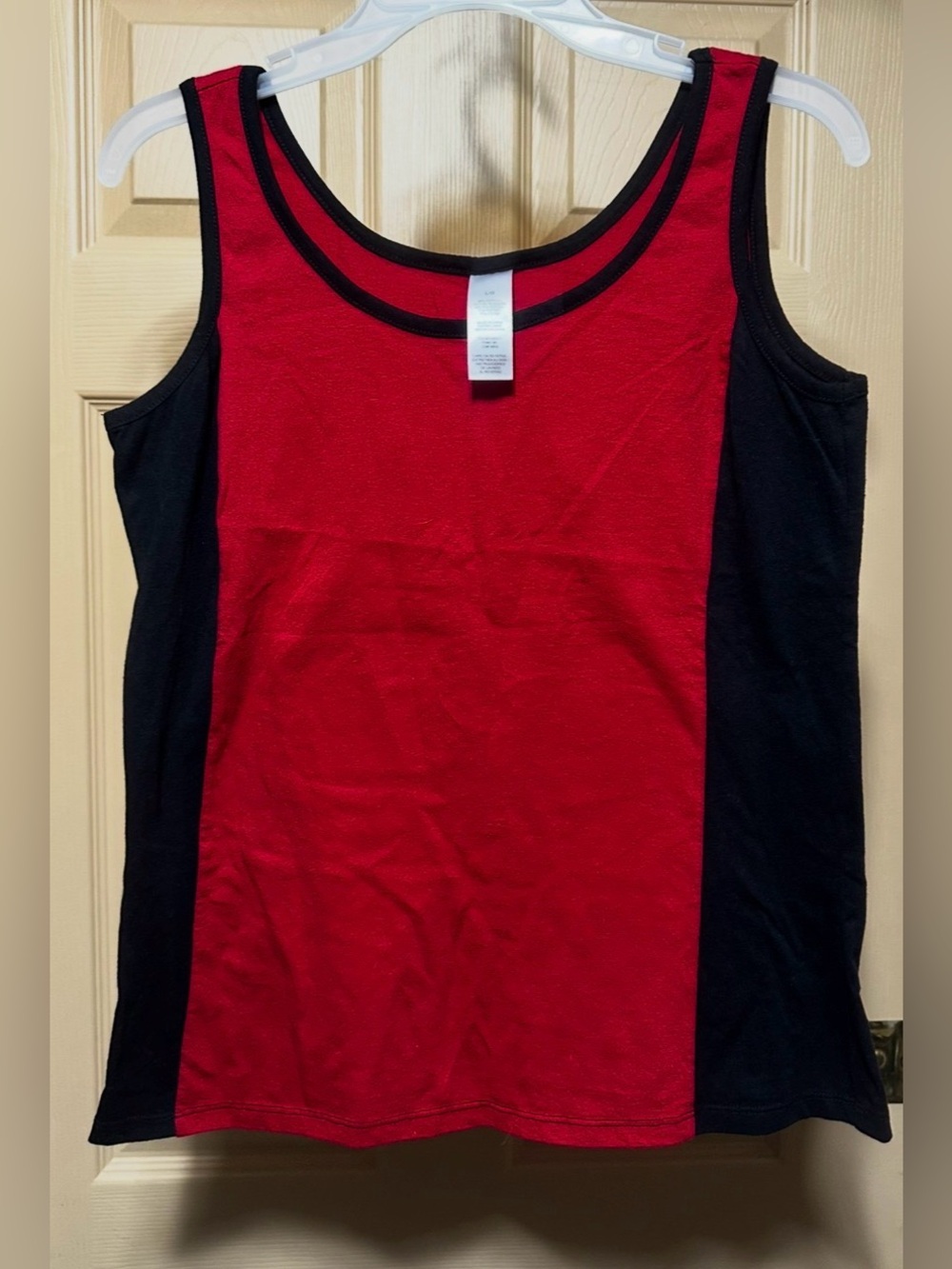 #1085 Red & Black Colorblock Tank Top SZ XL